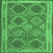 Square Machine Washable Oriental Emerald Green Traditional Area Rugs, wshcon1102emgrn