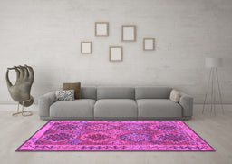 Machine Washable Oriental Purple Traditional Area Rugs in a Living Room, wshcon1102pur
