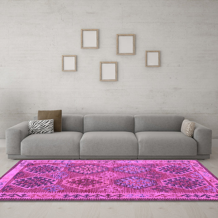 Machine Washable Oriental Purple Traditional Area Rugs in a Living Room, wshcon1102pur