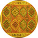 Round Oriental Yellow Traditional Rug, con1102yw