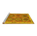 Sideview of Machine Washable Oriental Yellow Traditional Rug, wshcon1102yw