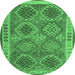 Round Oriental Emerald Green Traditional Rug, con1102emgrn