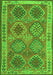 Serging Thickness of Machine Washable Oriental Green Traditional Area Rugs, wshcon1102grn