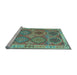 Sideview of Machine Washable Oriental Light Blue Traditional Rug, wshcon1102lblu