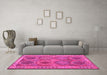 Machine Washable Oriental Pink Traditional Rug in a Living Room, wshcon1102pnk