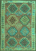 Machine Washable Oriental Turquoise Traditional Area Rugs, wshcon1102turq