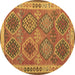 Round Machine Washable Oriental Brown Traditional Rug, wshcon1102brn