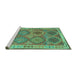 Sideview of Machine Washable Oriental Turquoise Traditional Area Rugs, wshcon1102turq