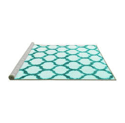 Sideview of Machine Washable Terrilis Turquoise Contemporary Area Rugs, wshcon1103turq