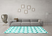 Machine Washable Terrilis Turquoise Contemporary Area Rugs in a Living Room,, wshcon1103turq