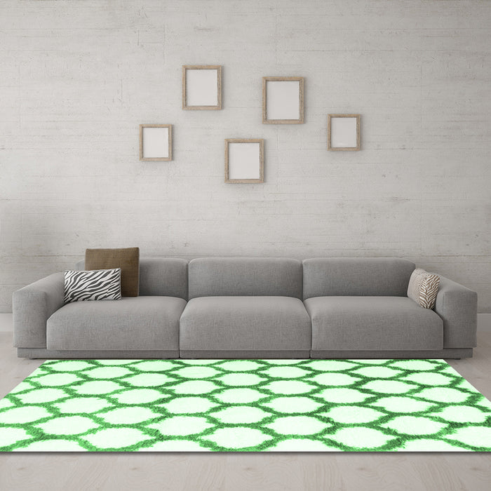 Machine Washable Terrilis Emerald Green Contemporary Area Rugs in a Living Room,, wshcon1103emgrn