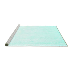Sideview of Machine Washable Solid Turquoise Modern Area Rugs, wshcon1104turq