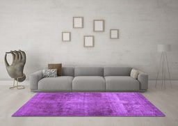Machine Washable Abstract Purple Contemporary Area Rugs in a Living Room, wshcon1105pur