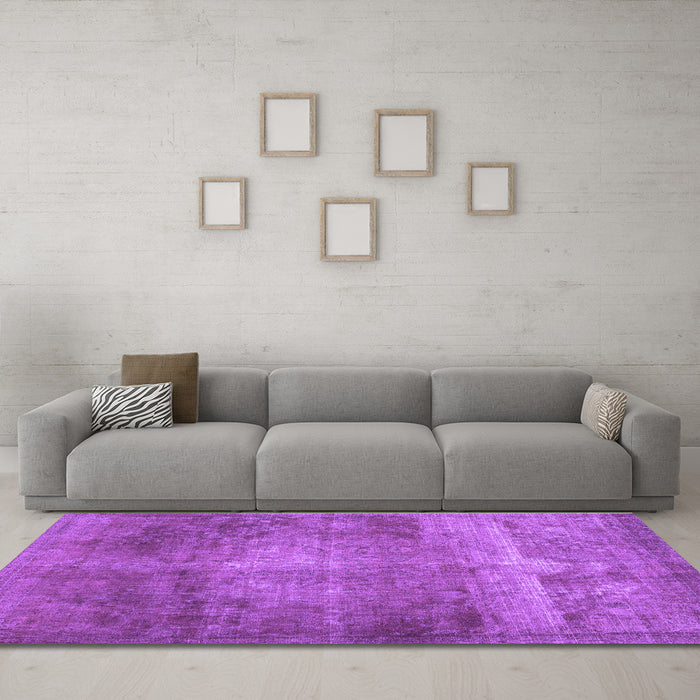 Machine Washable Abstract Purple Contemporary Area Rugs in a Living Room, wshcon1105pur