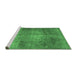 Sideview of Machine Washable Abstract Emerald Green Contemporary Area Rugs, wshcon1105emgrn