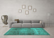 Machine Washable Abstract Turquoise Contemporary Area Rugs in a Living Room,, wshcon1105turq