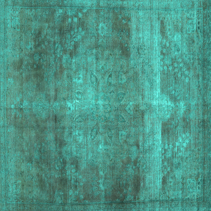 Square Machine Washable Abstract Turquoise Contemporary Area Rugs, wshcon1105turq