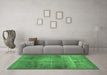 Machine Washable Abstract Emerald Green Contemporary Area Rugs in a Living Room,, wshcon1105emgrn