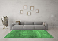 Machine Washable Abstract Emerald Green Contemporary Rug, wshcon1105emgrn