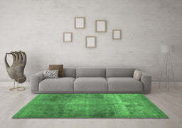 Machine Washable Abstract Emerald Green Contemporary Area Rugs in a Living Room,, wshcon1105emgrn