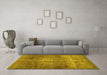 Machine Washable Abstract Yellow Contemporary Rug in a Living Room, wshcon1105yw