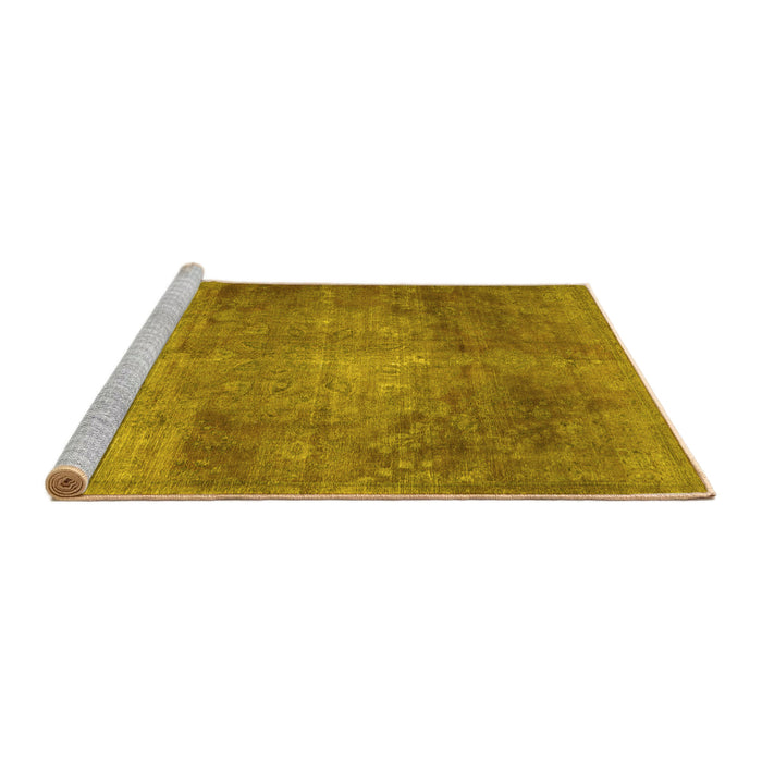 Sideview of Machine Washable Abstract Yellow Contemporary Rug, wshcon1105yw