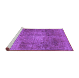 Sideview of Machine Washable Abstract Purple Contemporary Area Rugs, wshcon1105pur