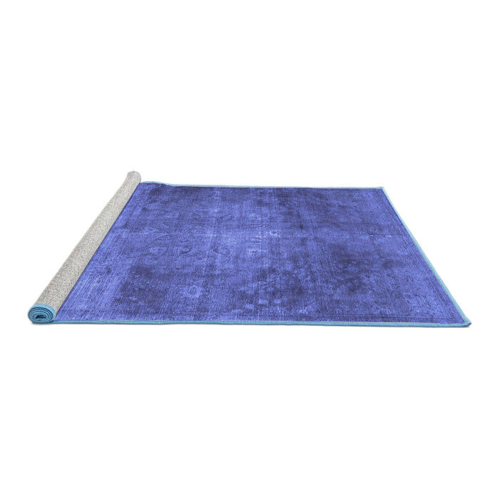 Sideview of Machine Washable Abstract Blue Contemporary Rug, wshcon1105blu