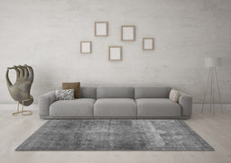 Machine Washable Abstract Gray Contemporary Rug in a Living Room,, wshcon1105gry