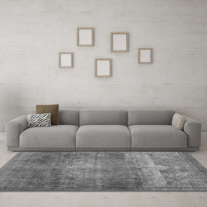Machine Washable Abstract Gray Contemporary Rug in a Living Room,, wshcon1105gry