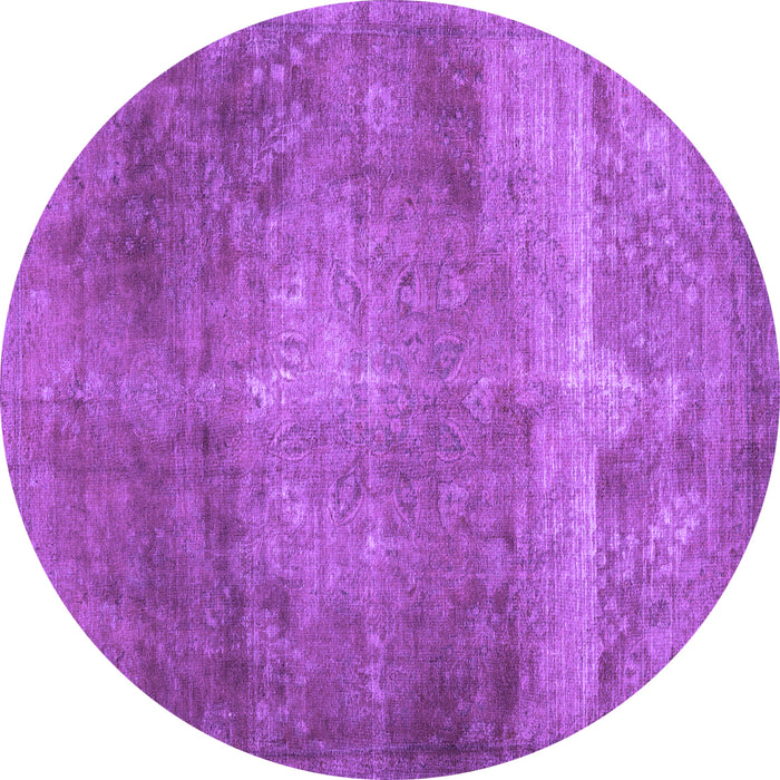Round Machine Washable Abstract Purple Contemporary Area Rugs, wshcon1105pur