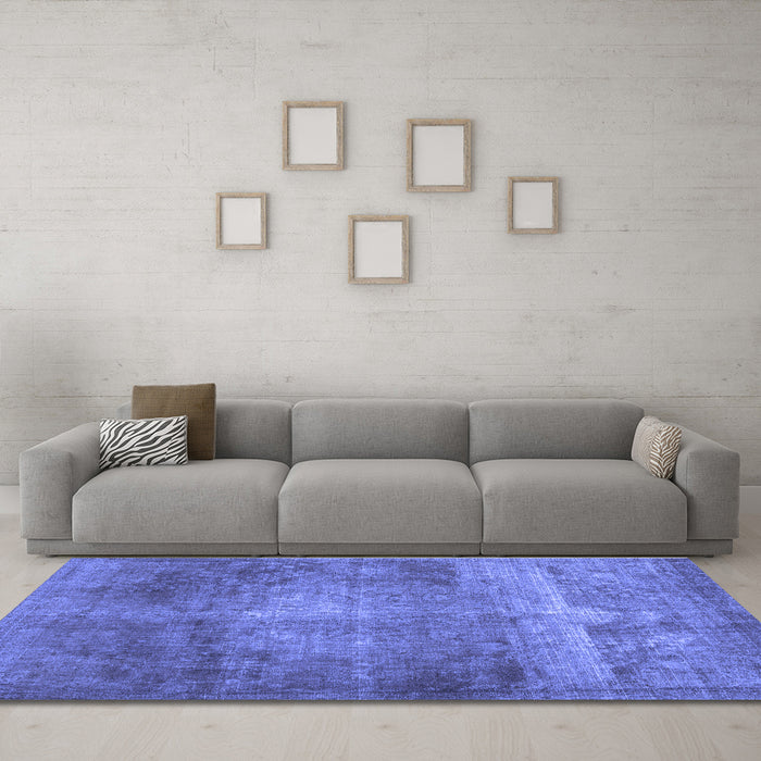 Machine Washable Abstract Blue Contemporary Rug in a Living Room, wshcon1105blu