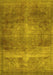 Machine Washable Abstract Yellow Contemporary Rug, wshcon1105yw
