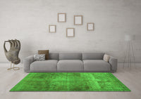 Machine Washable Abstract Green Contemporary Rug, wshcon1105grn