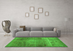 Machine Washable Abstract Green Contemporary Area Rugs in a Living Room,, wshcon1105grn