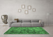 Machine Washable Abstract Emerald Green Contemporary Area Rugs in a Living Room,, wshcon1106emgrn