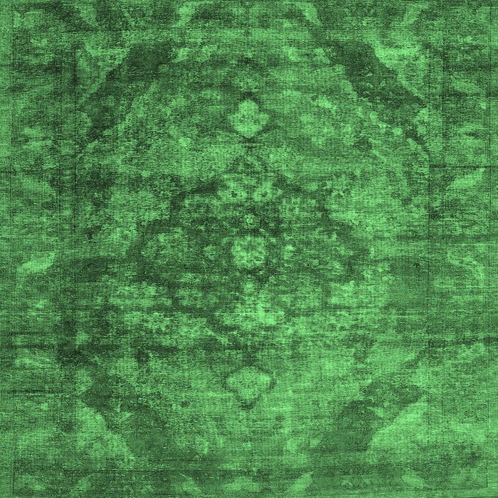 Square Machine Washable Abstract Emerald Green Contemporary Area Rugs, wshcon1106emgrn