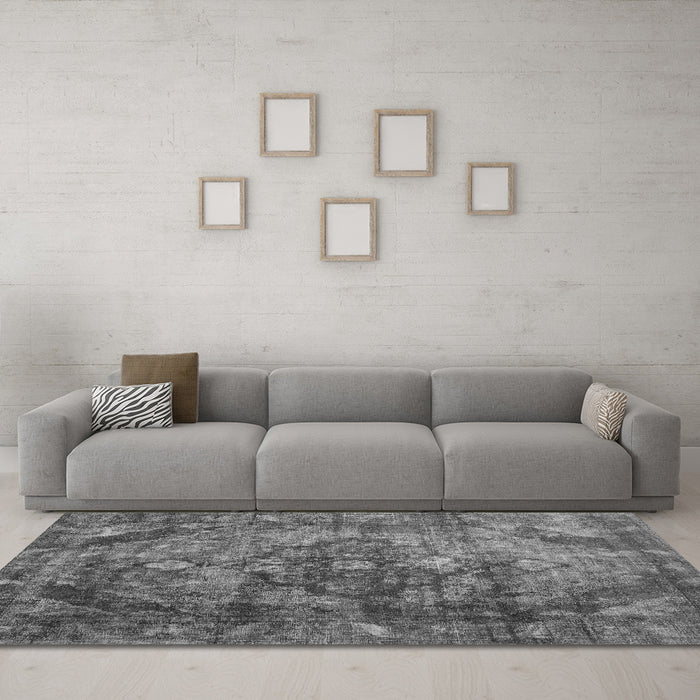 Machine Washable Abstract Gray Contemporary Rug in a Living Room,, wshcon1106gry