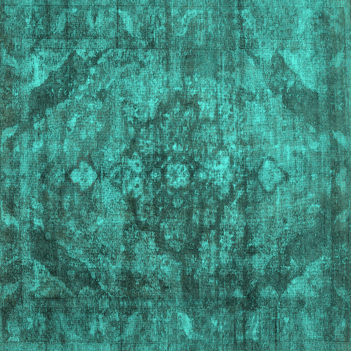 Square Abstract Turquoise Contemporary Rug, con1106turq