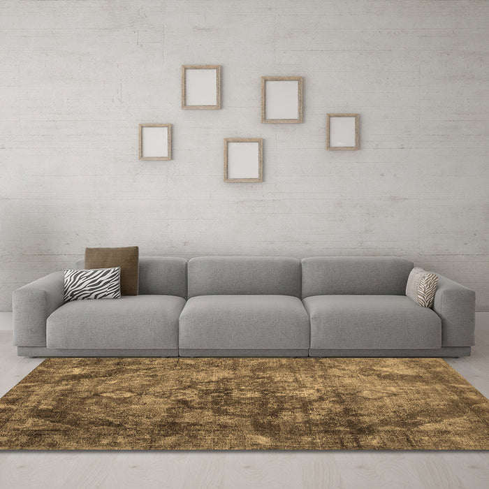 Machine Washable Abstract Brown Contemporary Rug in a Living Room,, wshcon1106brn