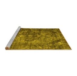 Sideview of Machine Washable Abstract Yellow Contemporary Rug, wshcon1106yw