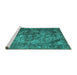 Sideview of Machine Washable Abstract Turquoise Contemporary Area Rugs, wshcon1106turq