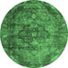 Round Abstract Emerald Green Contemporary Rug, con1106emgrn