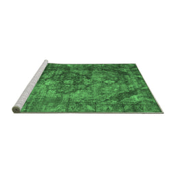 Sideview of Machine Washable Abstract Emerald Green Contemporary Area Rugs, wshcon1106emgrn