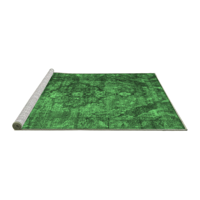 Sideview of Machine Washable Abstract Emerald Green Contemporary Area Rugs, wshcon1106emgrn