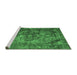 Sideview of Machine Washable Abstract Emerald Green Contemporary Area Rugs, wshcon1106emgrn