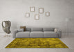 Machine Washable Abstract Yellow Contemporary Rug in a Living Room, wshcon1106yw