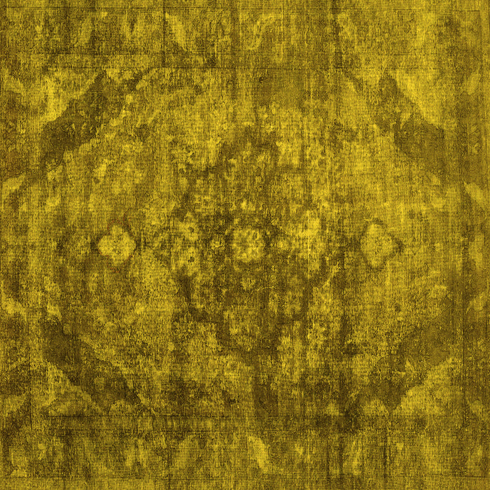 Square Machine Washable Abstract Yellow Contemporary Rug, wshcon1106yw