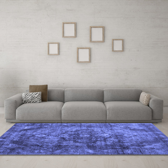 Machine Washable Abstract Blue Contemporary Rug in a Living Room, wshcon1106blu