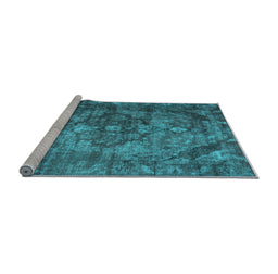 Sideview of Machine Washable Abstract Light Blue Contemporary Rug, wshcon1106lblu